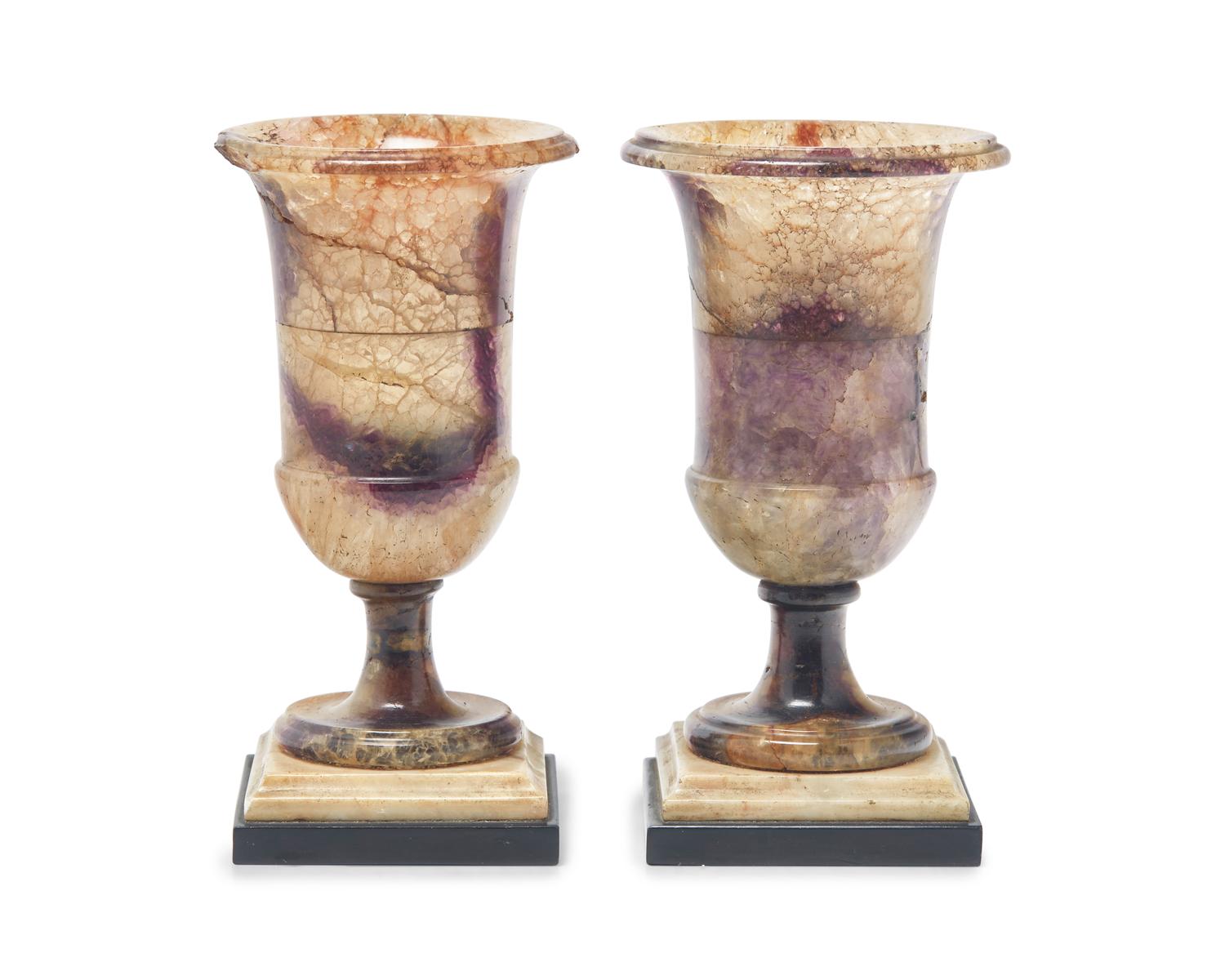A Pair of George III "Blue John" Urns