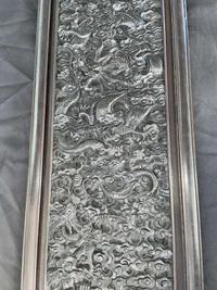 A Chinese carved hardwood six-panel “Dragons” screen 硬木浮雕龙纹六开屏风