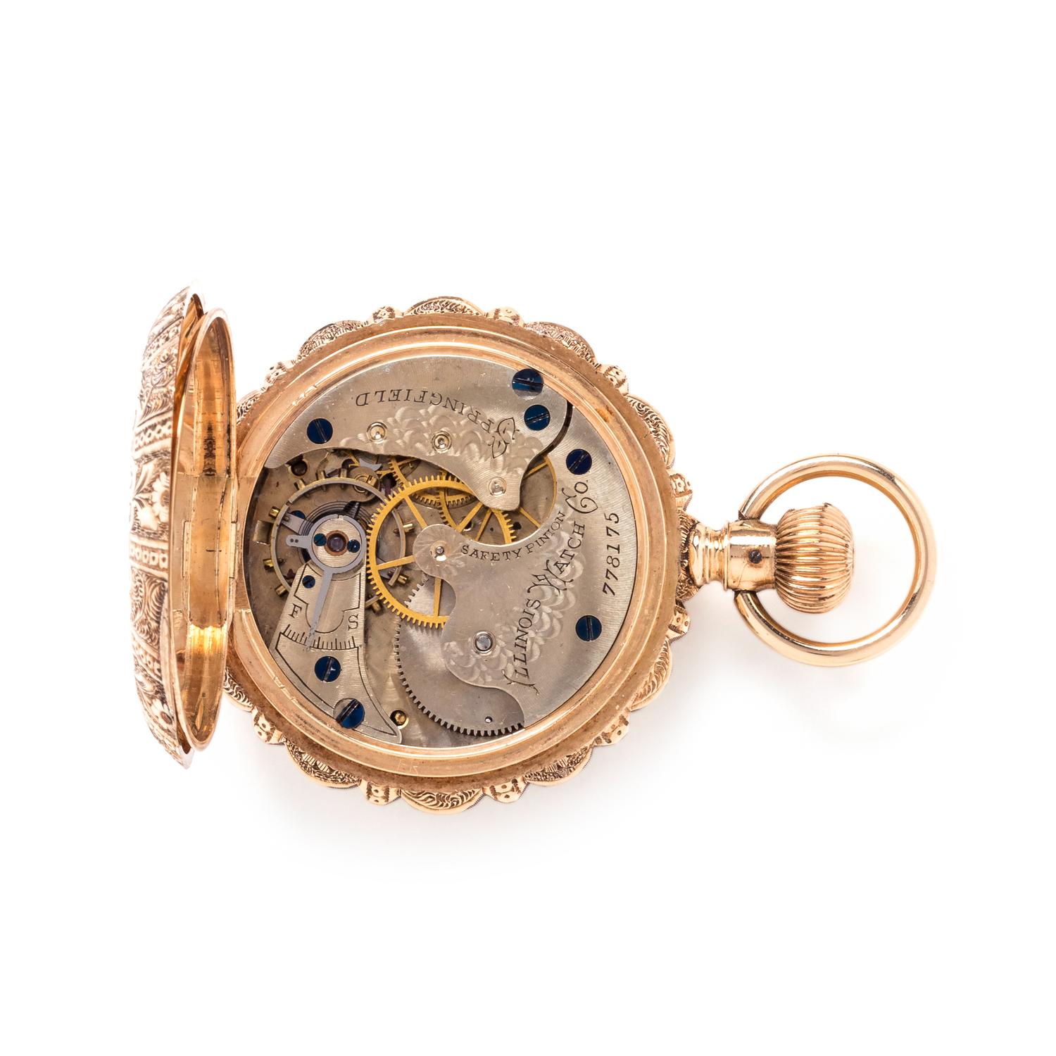 14K YELLOW GOLD HUNTER CASE POCKET WATCH