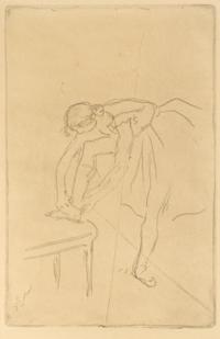 Edgar Degas, (French, 1834-1917), Danseuse mettant son chausson, c. 1892