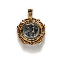 A Greek Silver Drachm with Alexander the Great — Set in a gold pendant