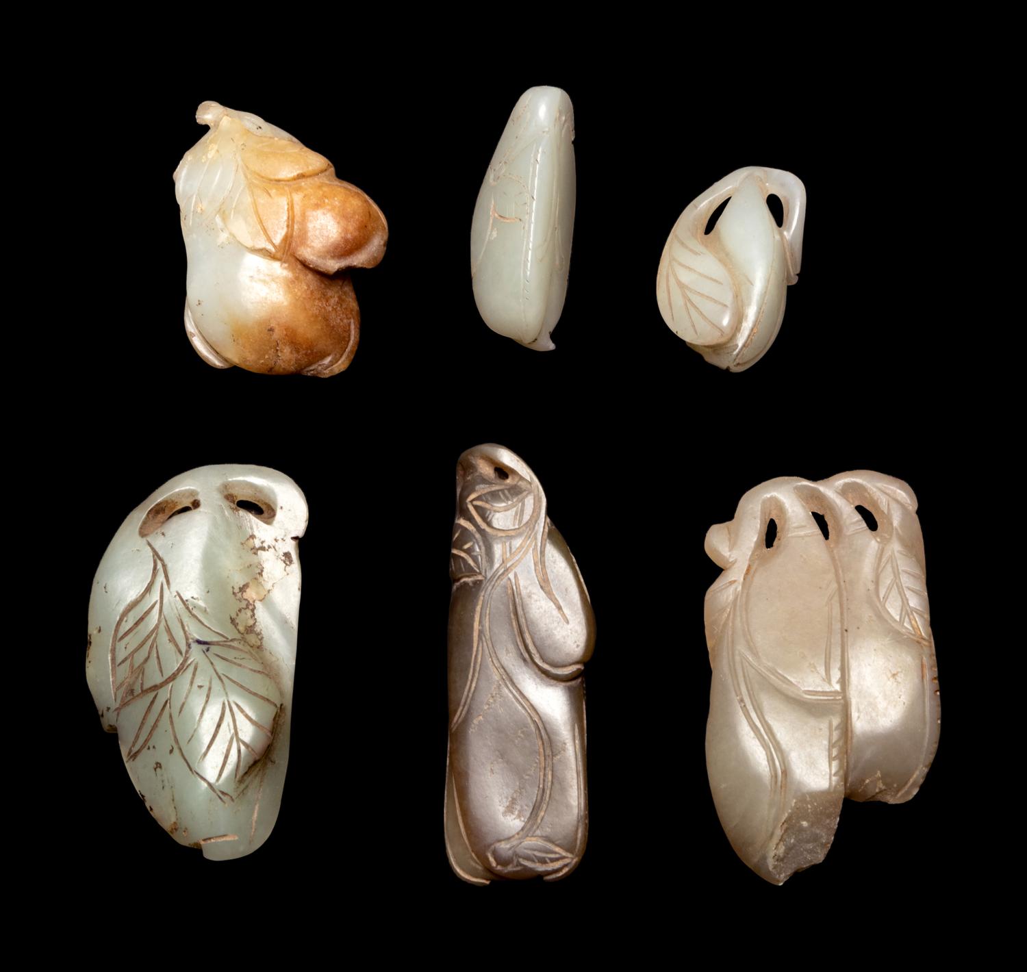 Six Chinese Celadon Jade Carvings of Squash
