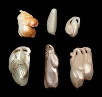 Six Chinese Celadon Jade Carvings of Squash