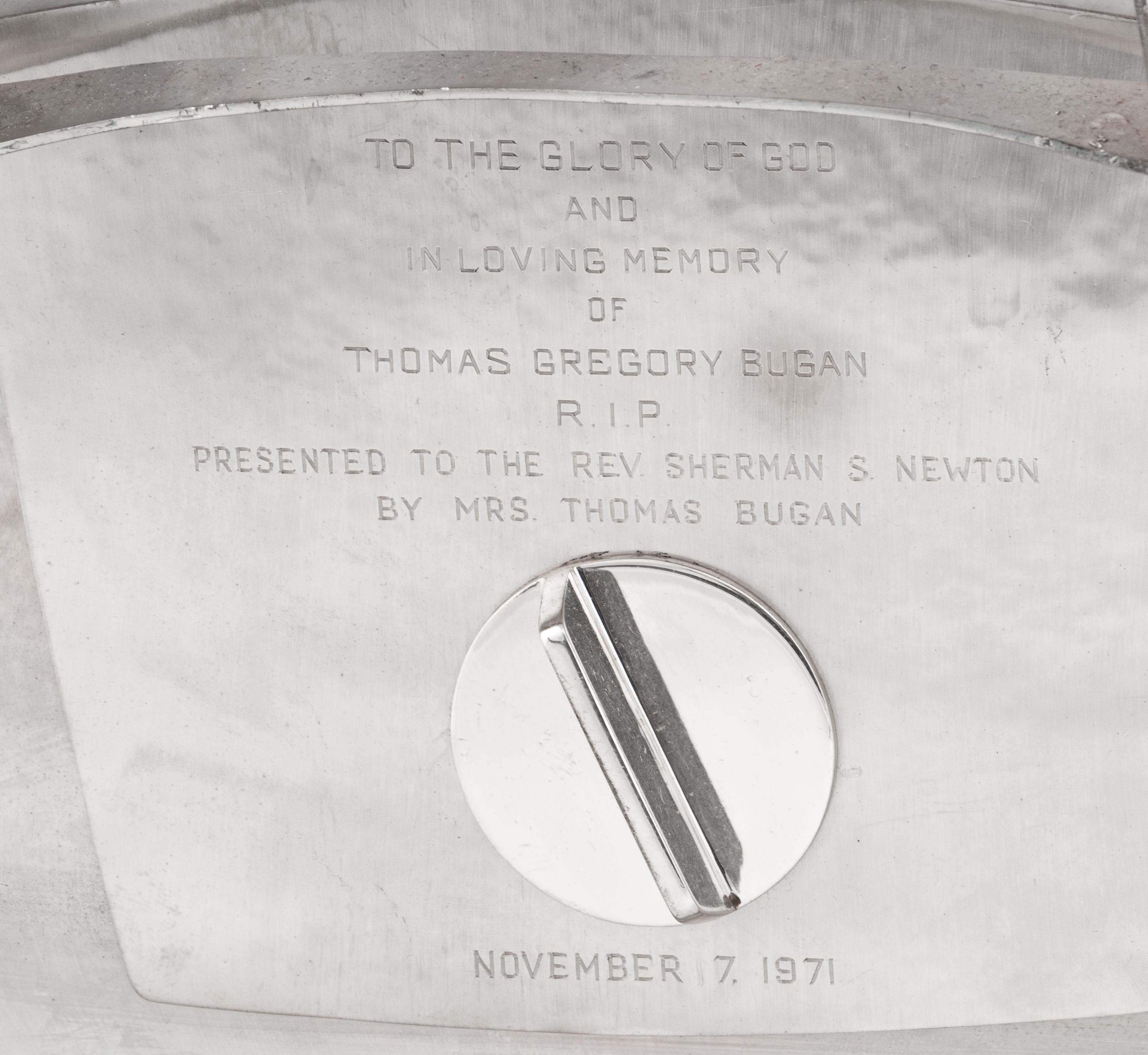An Important Chicago Silver Five-Piece Altar Set