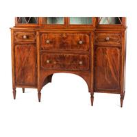 A Federal Parcel Gilt Mahogany, Holly and Ebony Breakfront Gentleman's Desk-and-Bookcase