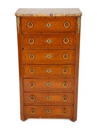 A Louis XVI Style Marble Top Semanier