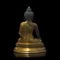 A Sino-Tibetan Gilt Bronze Figure of a Buddha, Qing Dynasty, Probably 18th Century 或十八世紀 鎏金銅佛坐像