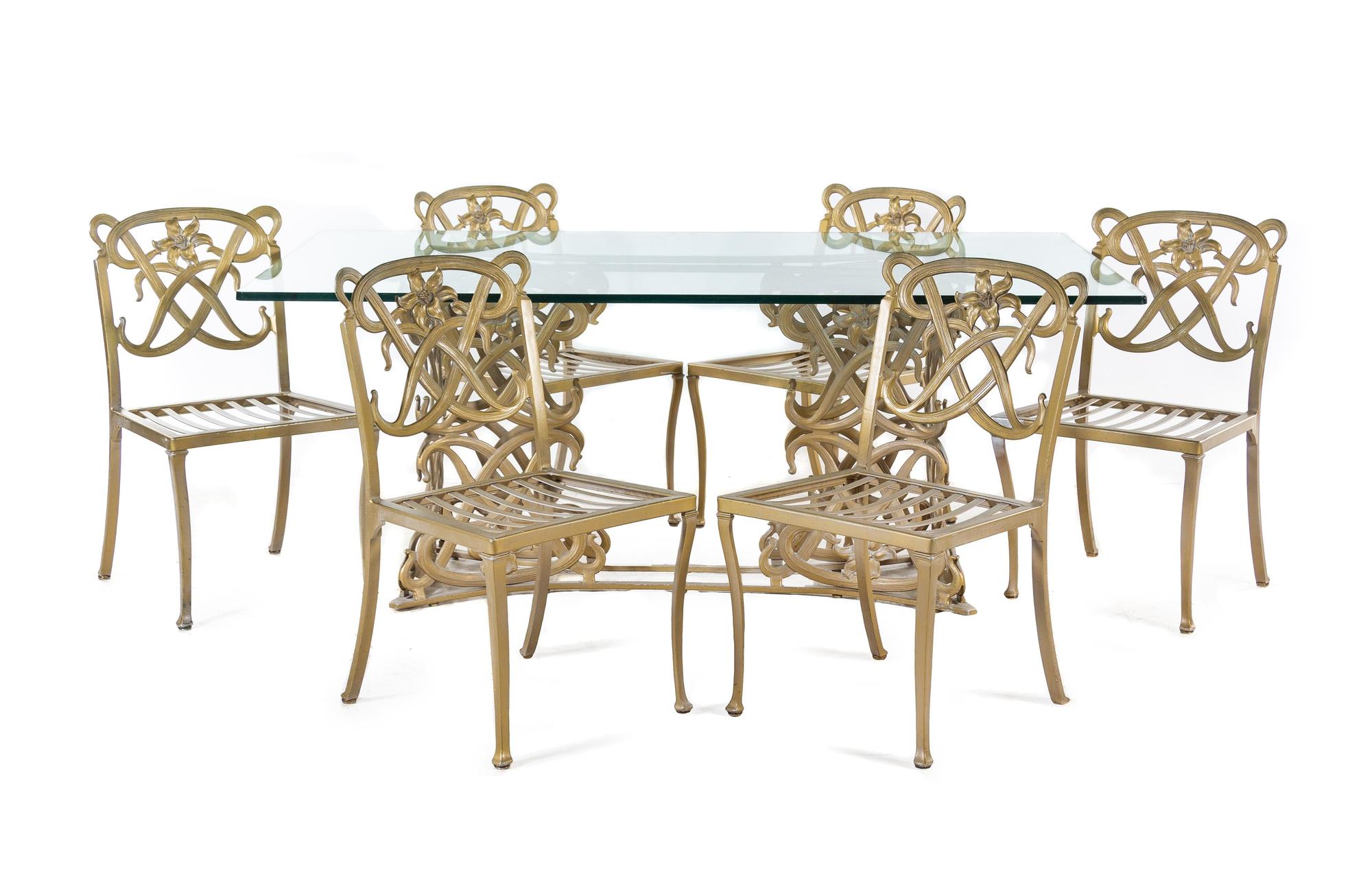 A Gilt Metal and Glass Dining Table
