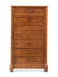 A Faux Bamboo and Maple Fall-Front Desk
