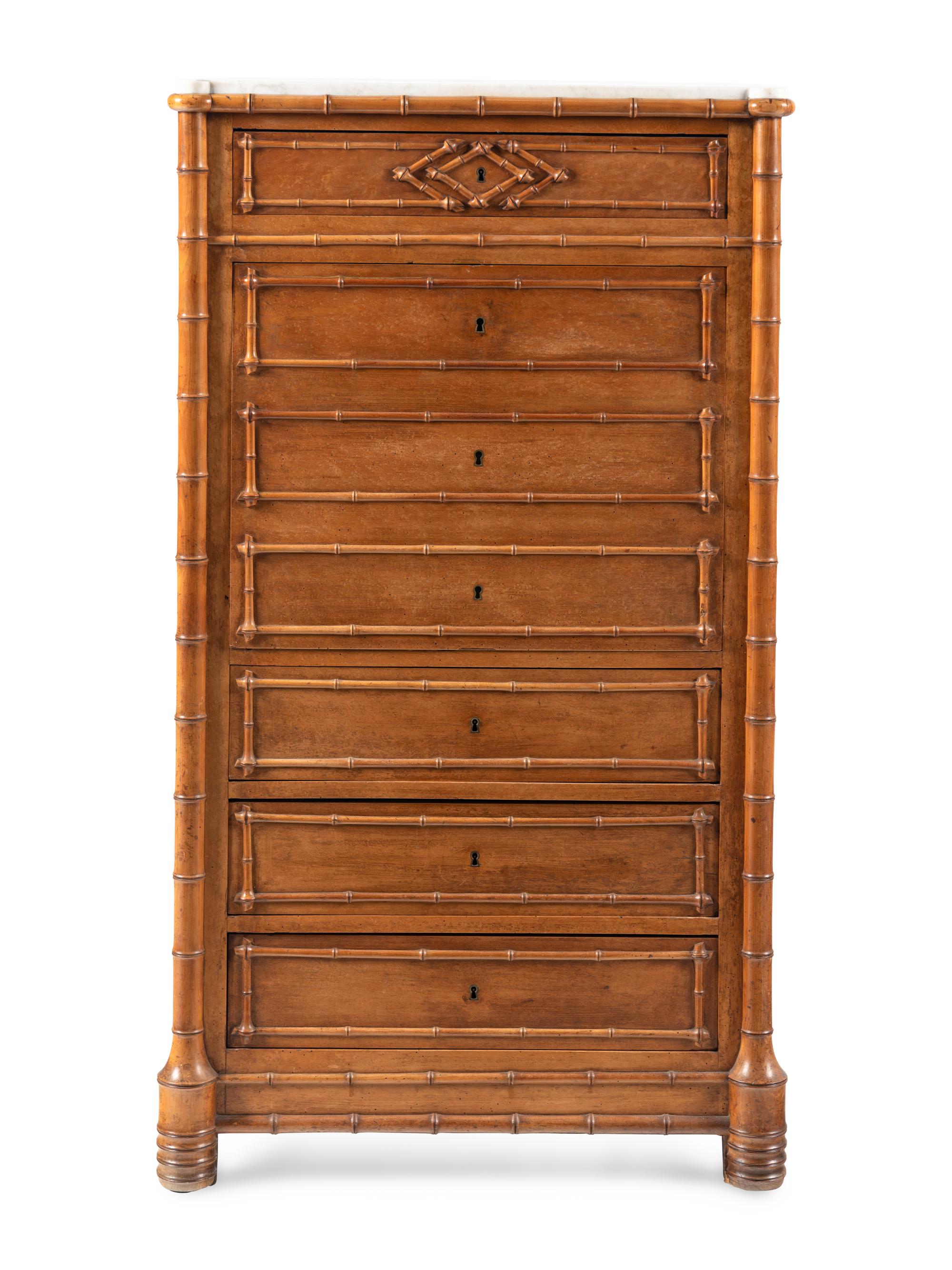A Faux Bamboo and Maple Fall-Front Desk