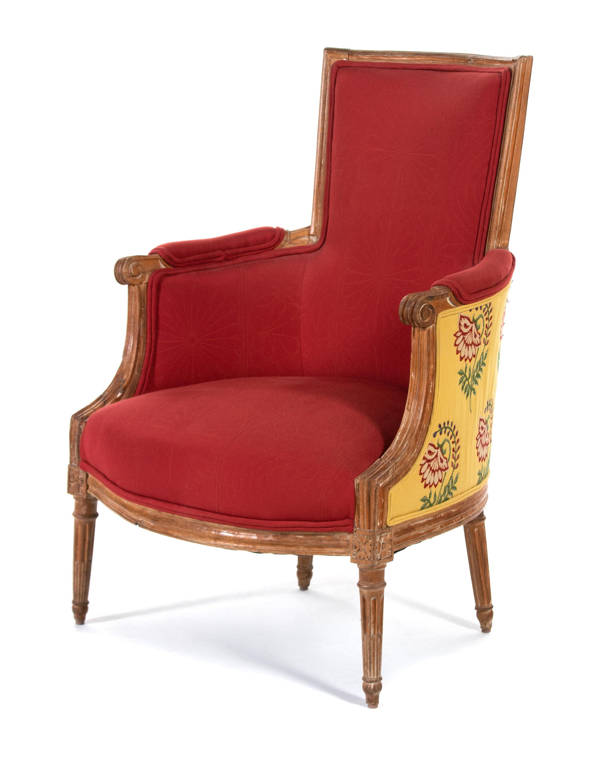A Louis XVI Style Upholstered Beechwood Fauteuil