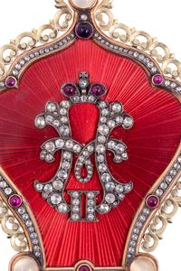 A Large Russian 14-Karat Gold, Enamel and Gemstone Mounted Spinach Jade Kovsh-Form Punch Service