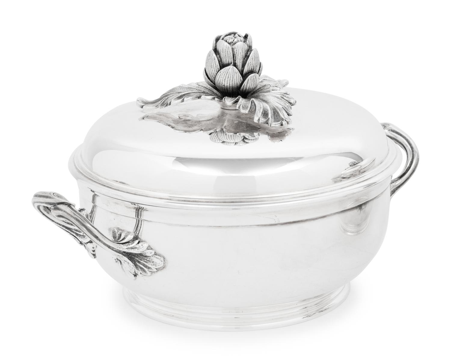 A Pair of Puiforcat Silver-Plate Covered Tureens