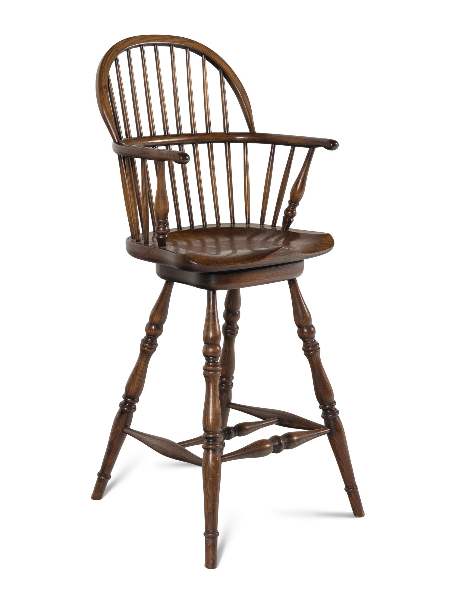 An Assembled Set of Nine Yew, Elm and Beechwood Windsor Armchairs