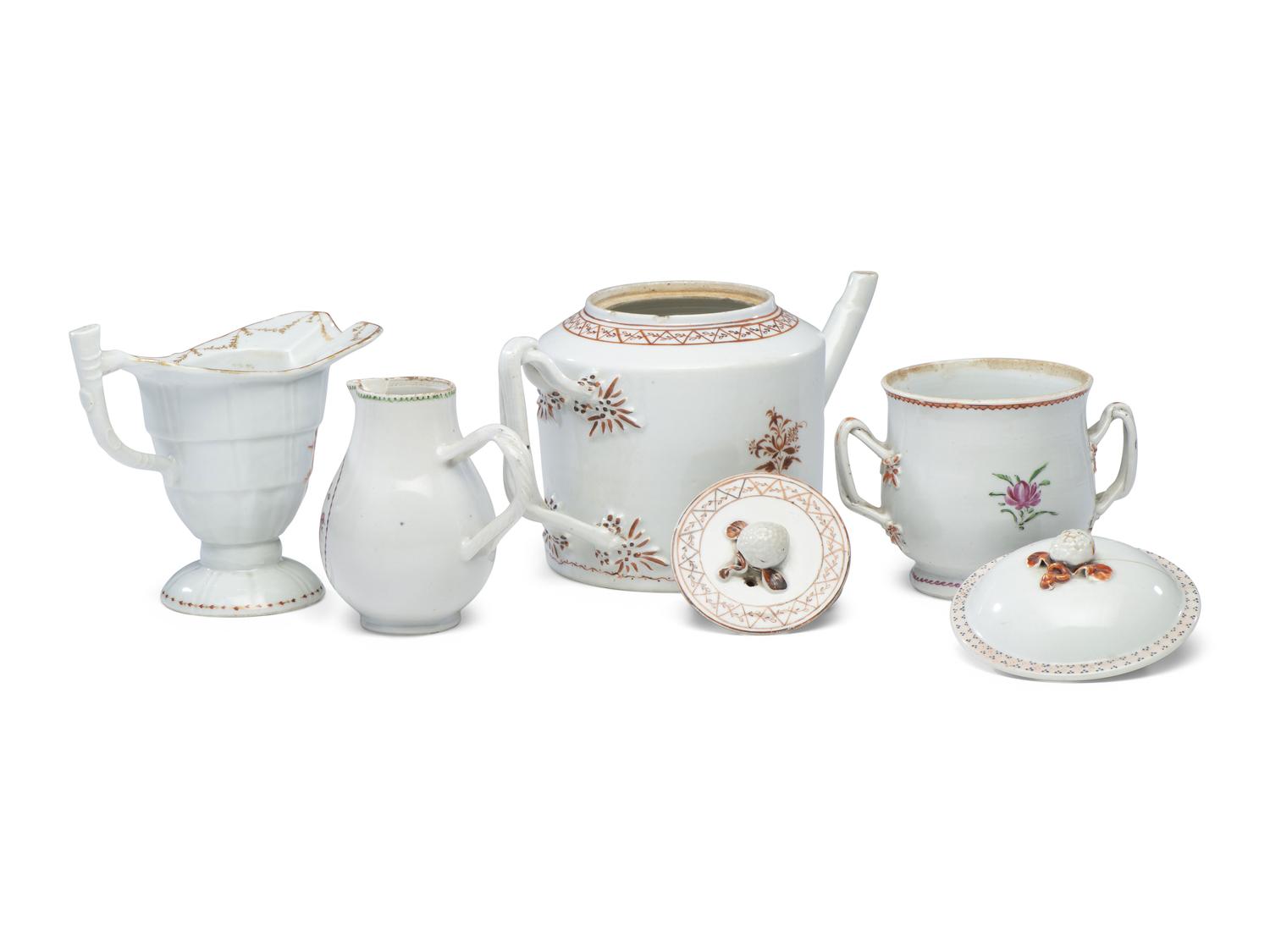 Nine Chinese Export Porcelain Table Articles