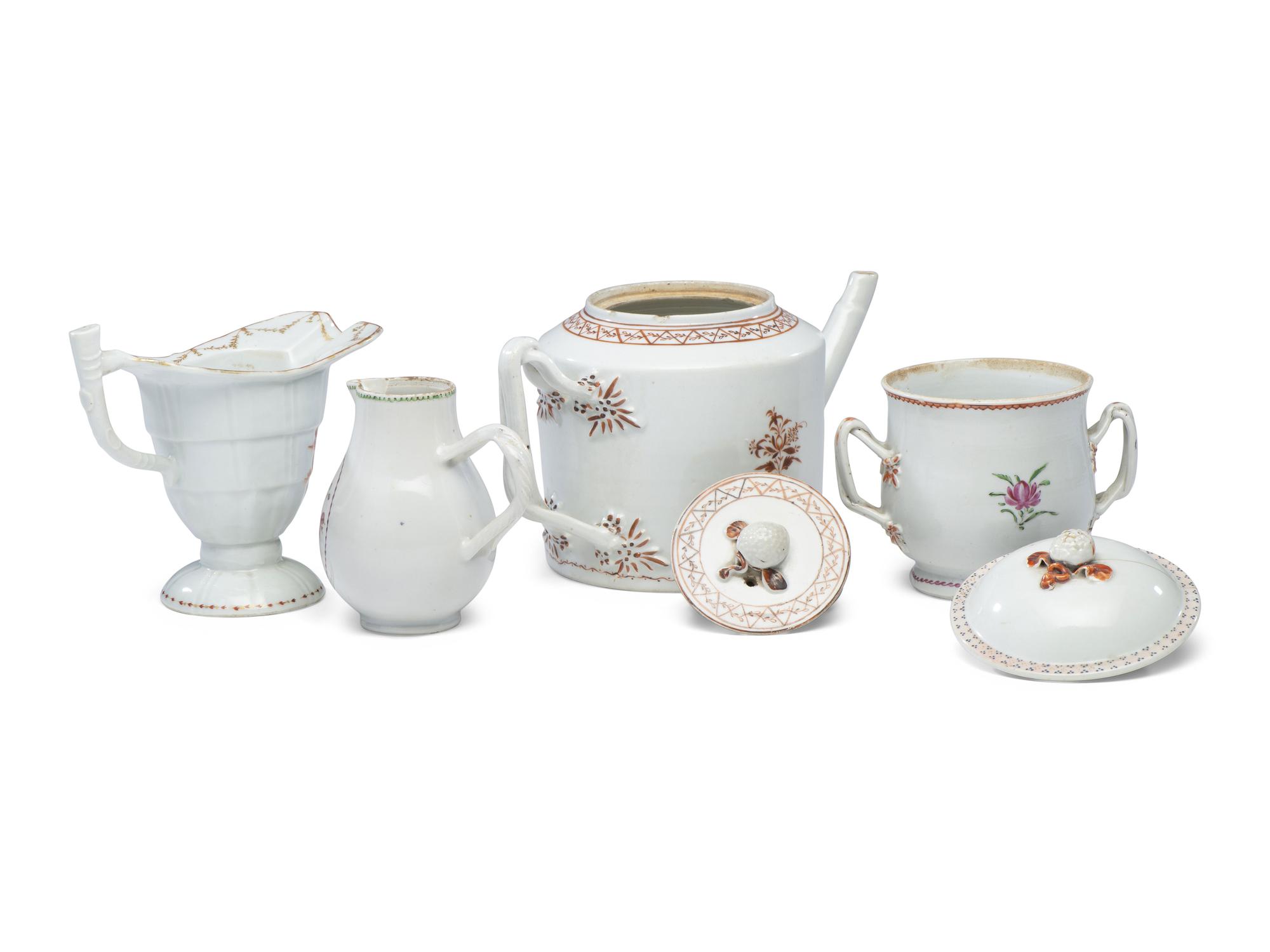 Nine Chinese Export Porcelain Table Articles