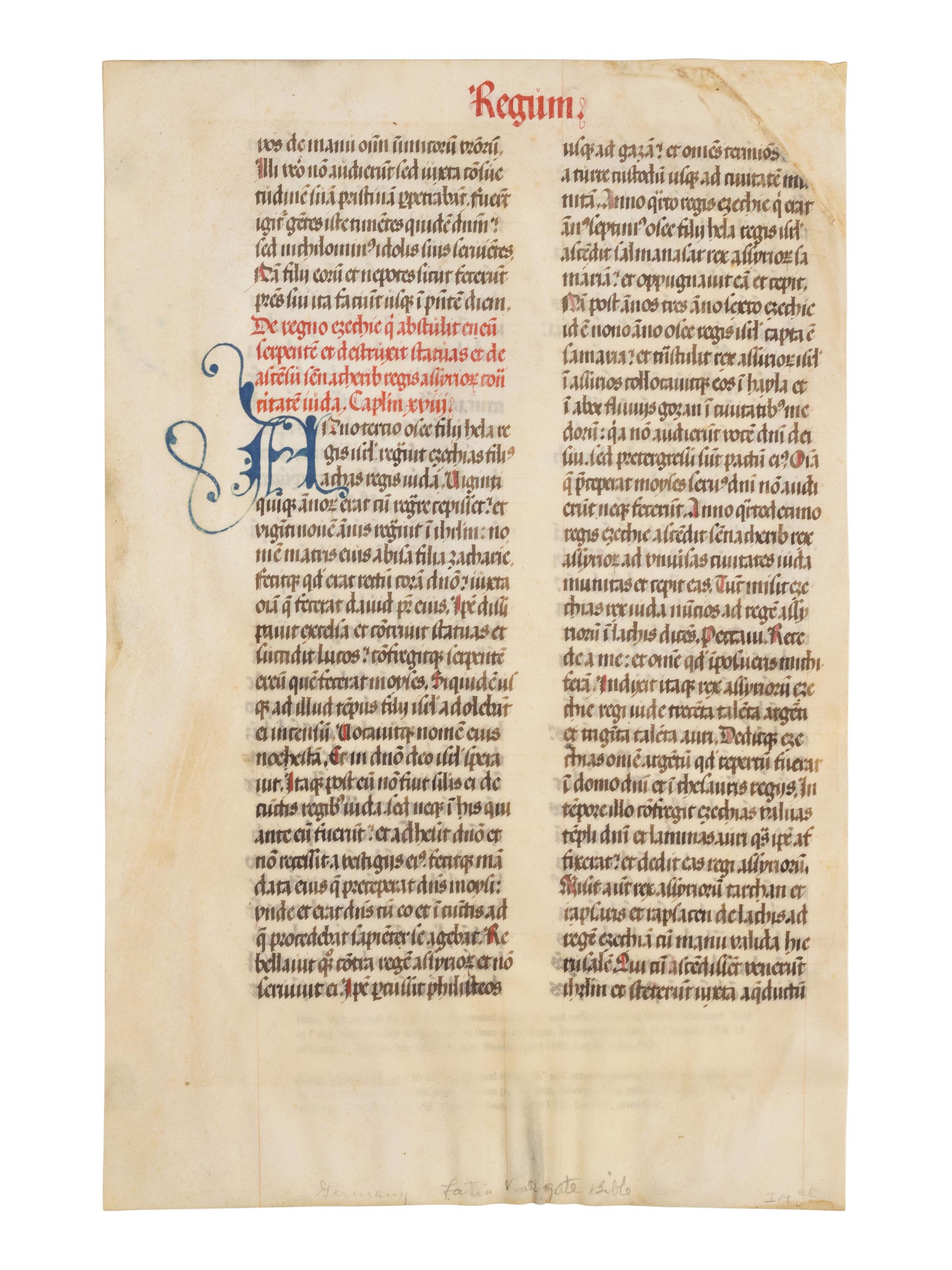 [BOOK OF HOURS]. A group of 25 leaves from medieval and renaissance manuscripts and printed books, including 5 or more from Otto Ege’s Fifty Original Leaves from Medieval Manuscripts. Western Europe: XII-XVI Century [compiled Cleveland, c.1950] and Original Leaves from Famous Bibles: Nine Centuries, 1121-1935 A.D [Compiled Cleveland, c.1950]. Various sizes, including: