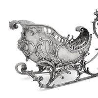 A Continental Silver-Plate Sleigh and Reindeer Centerpiece