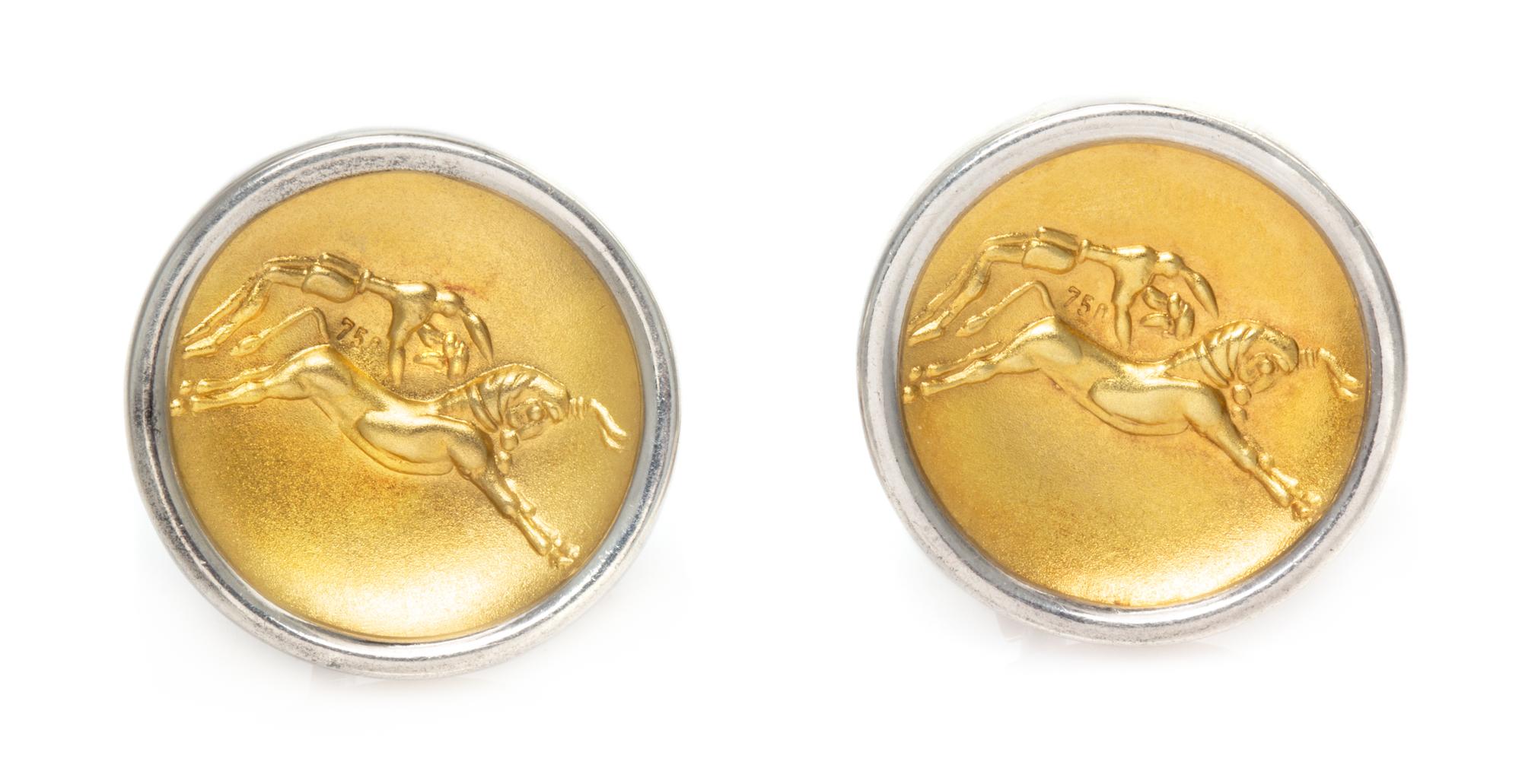 A Pair of Sterling Silver and 18 Karat Yellow Gold Earclips, Lalaounis, 9.80 dwts.