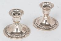 A Pair of American Silver Candlesticks, Newport, Providence, RI, weighted, with gadrooned borders