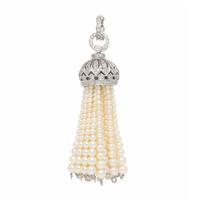 Diamond and Seed Pearl Tassel Necklace