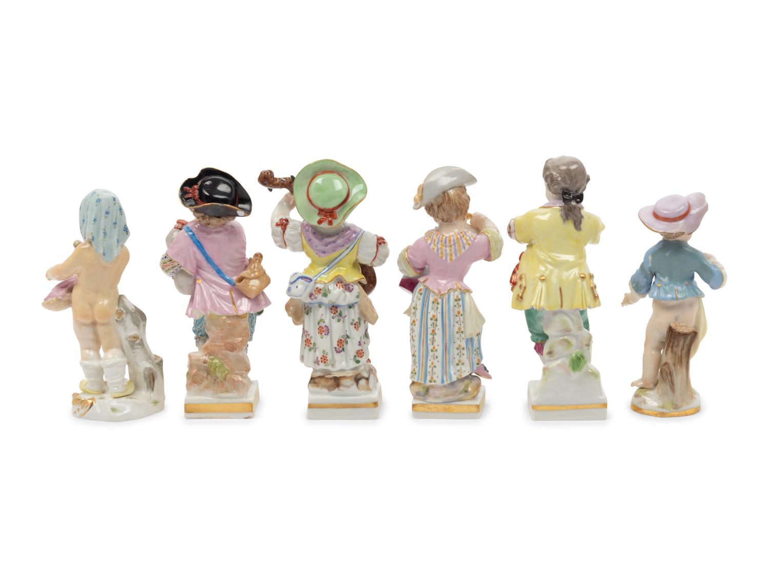 A Group of Six Meissen Porcelain Figures
