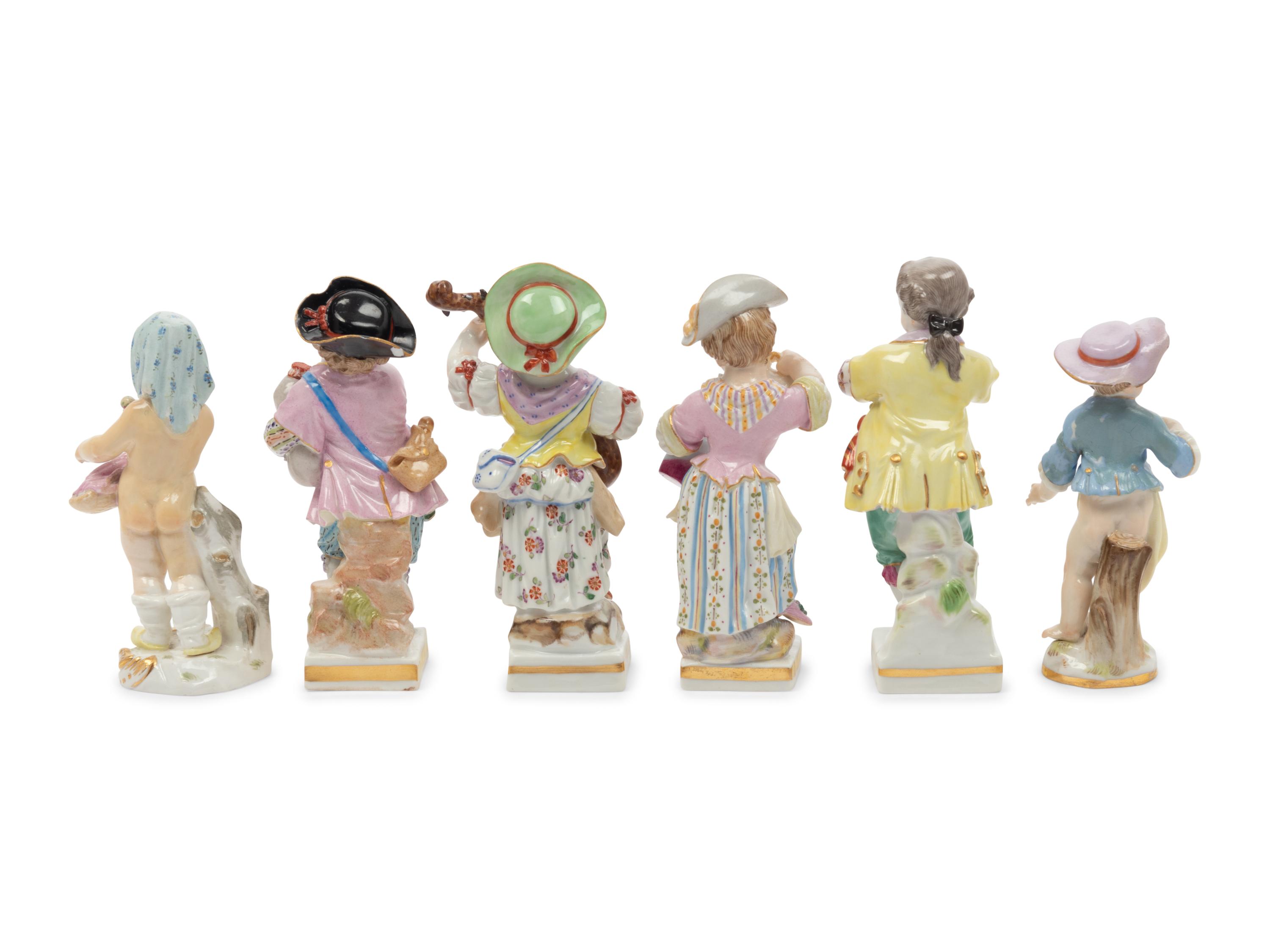 A Group of Six Meissen Porcelain Figures
