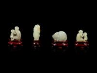 Four Chinese Jade Carvings of Monkeys