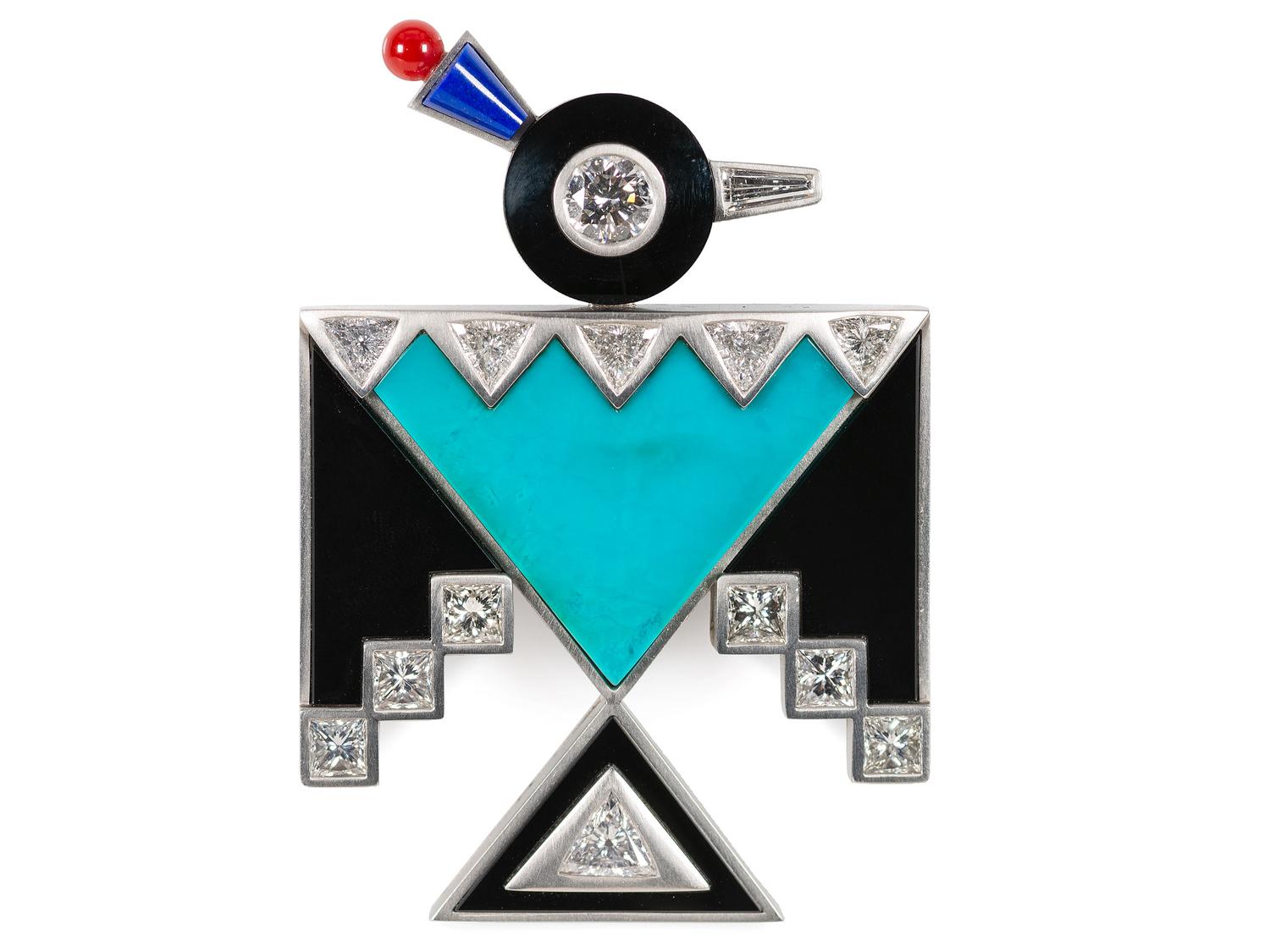 Award Winning Southwestern-style Platinum Thunderbird Brooch
