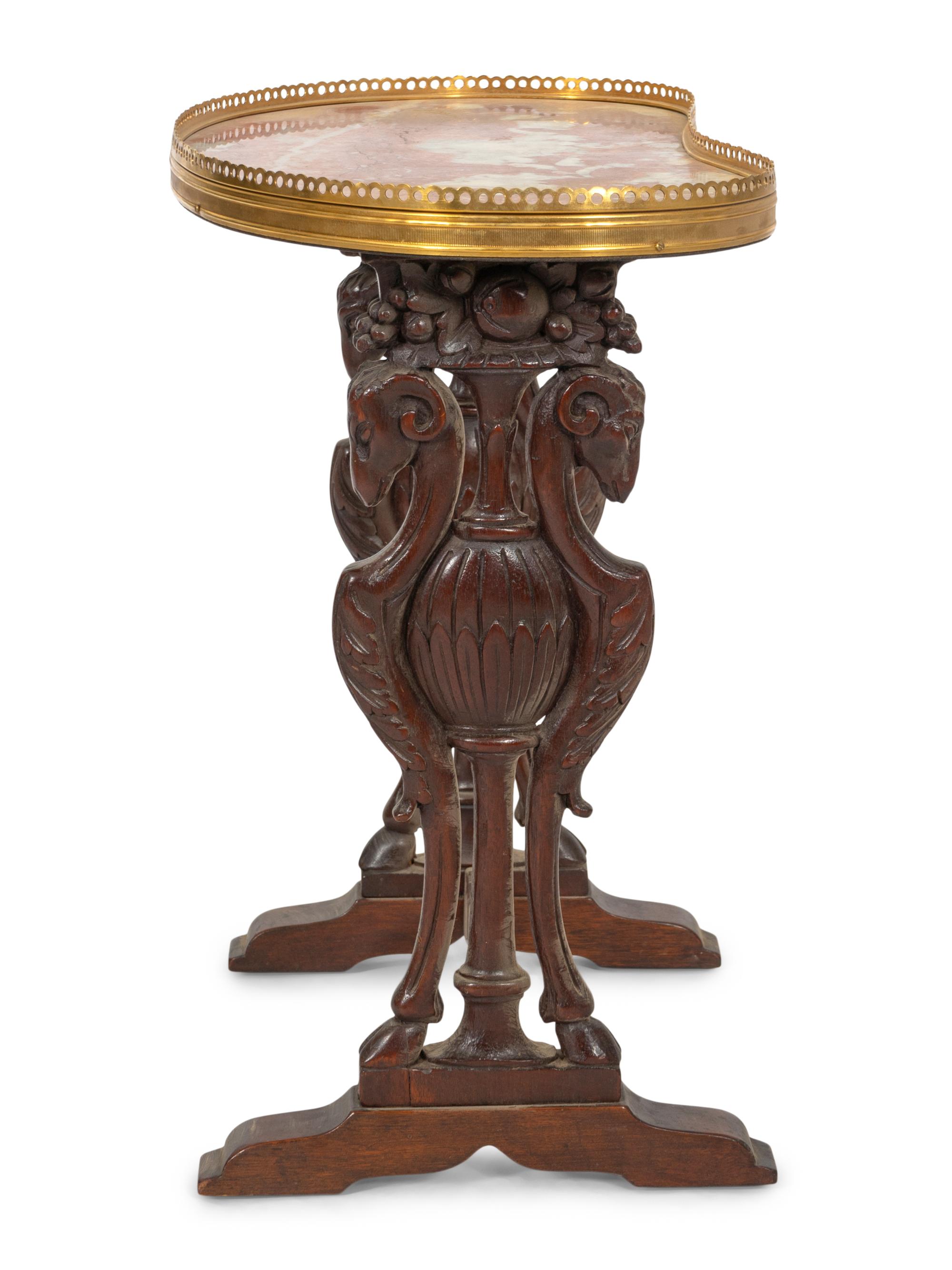 A Diminuitive Continental Carved Mahogany Side Table