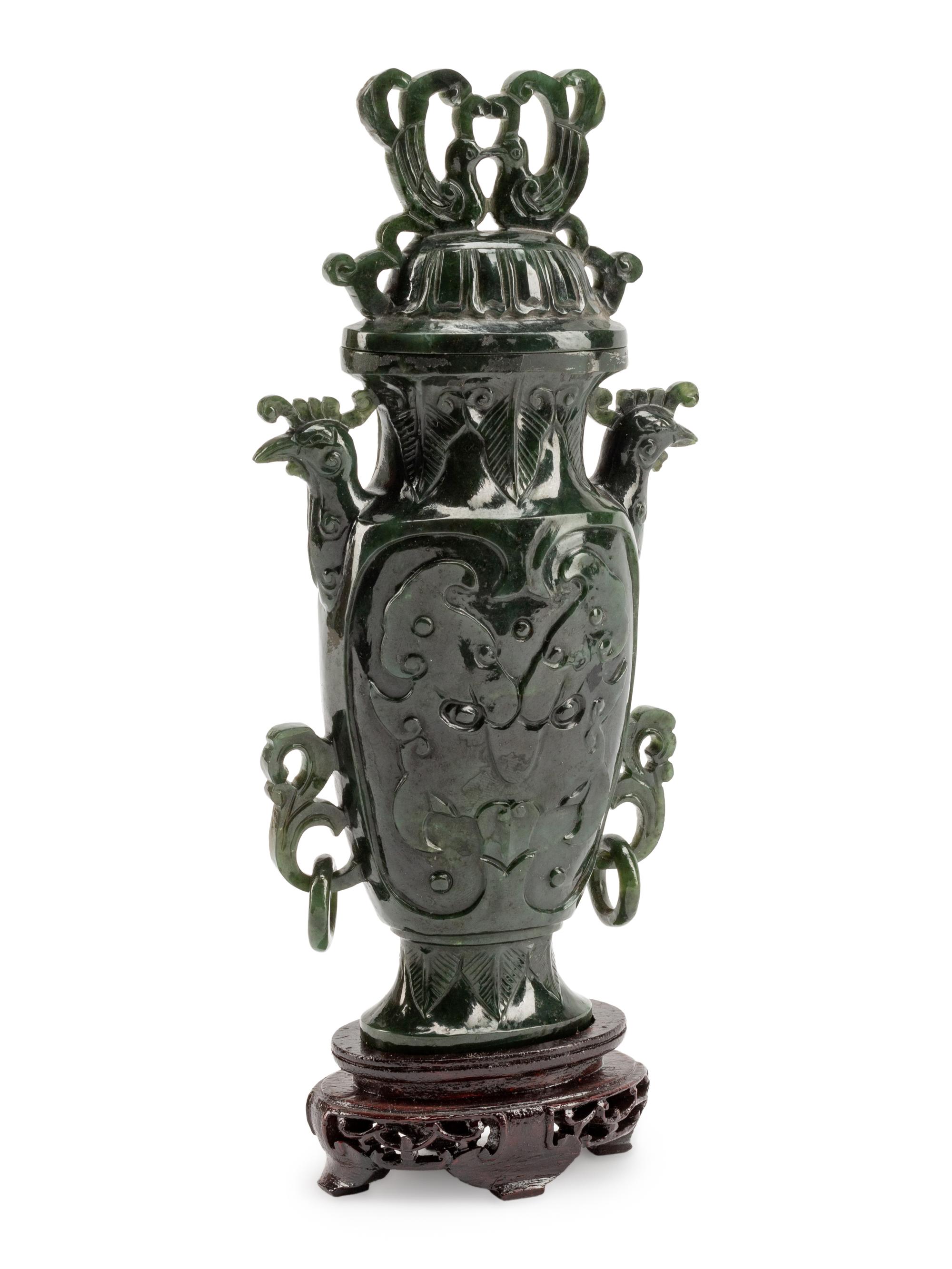 A Chinese Export Carved Hardstone Vase
