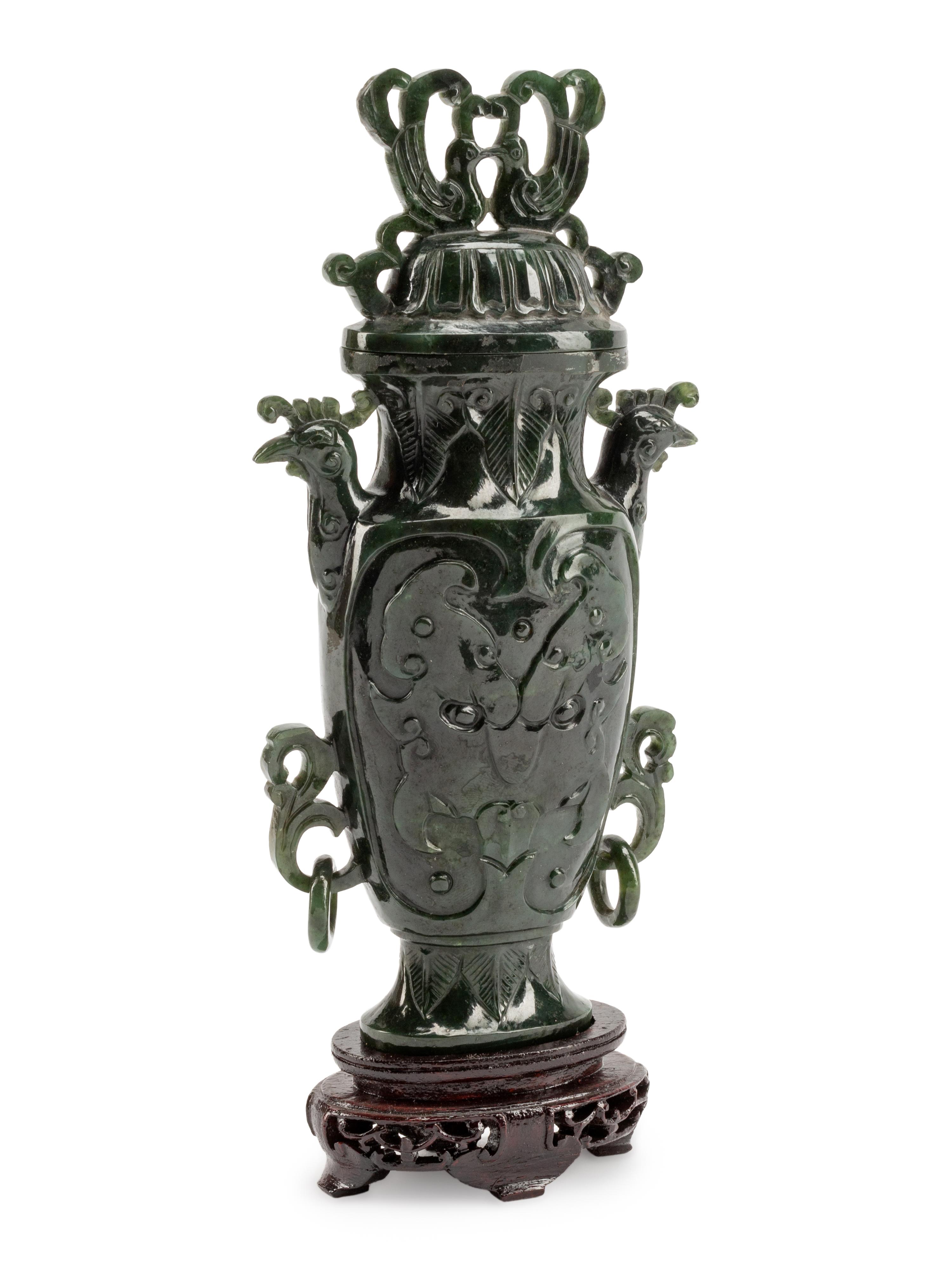 A Chinese Export Carved Hardstone Vase