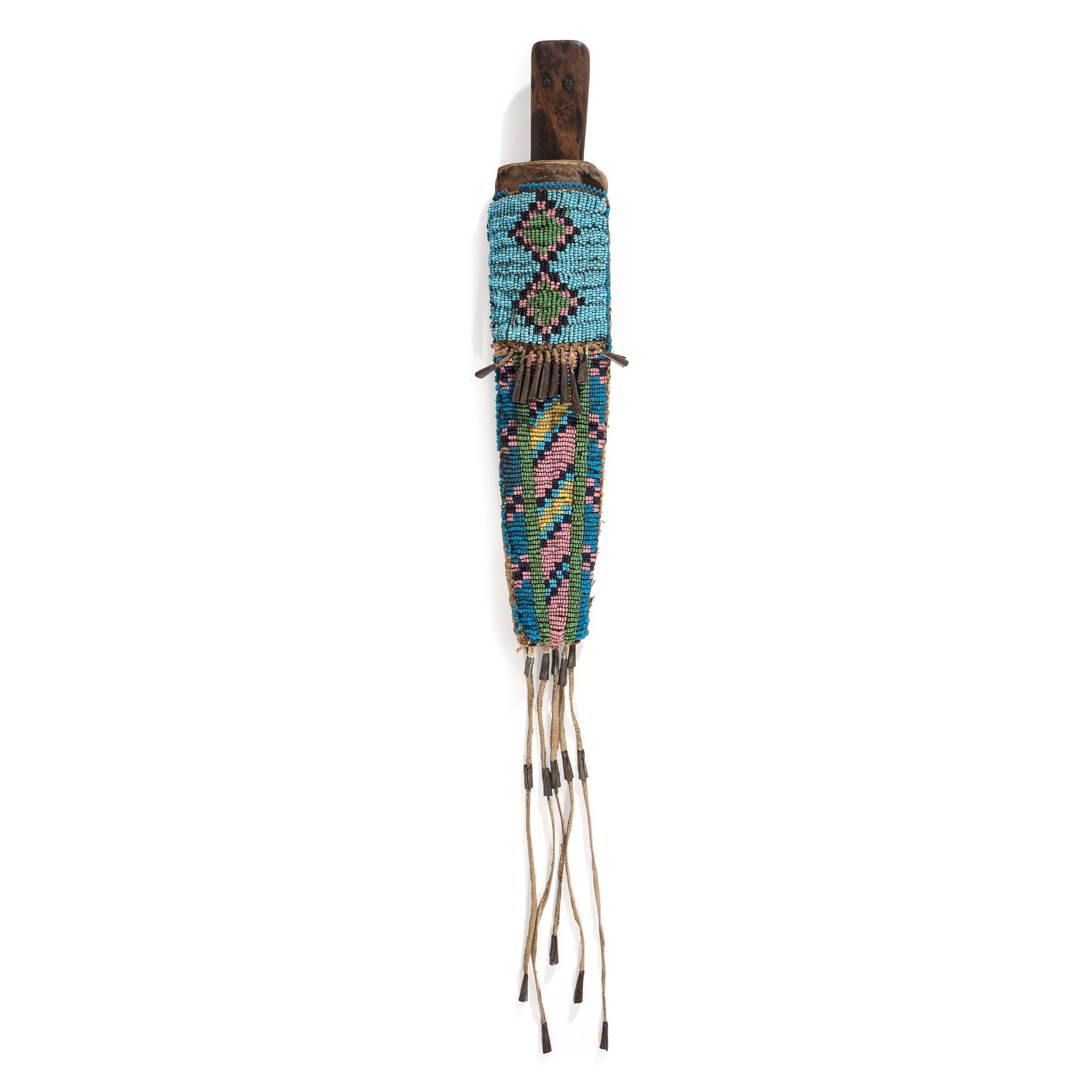Plains Beaded Knife Sheath, with Buffalo Rawhide Lining