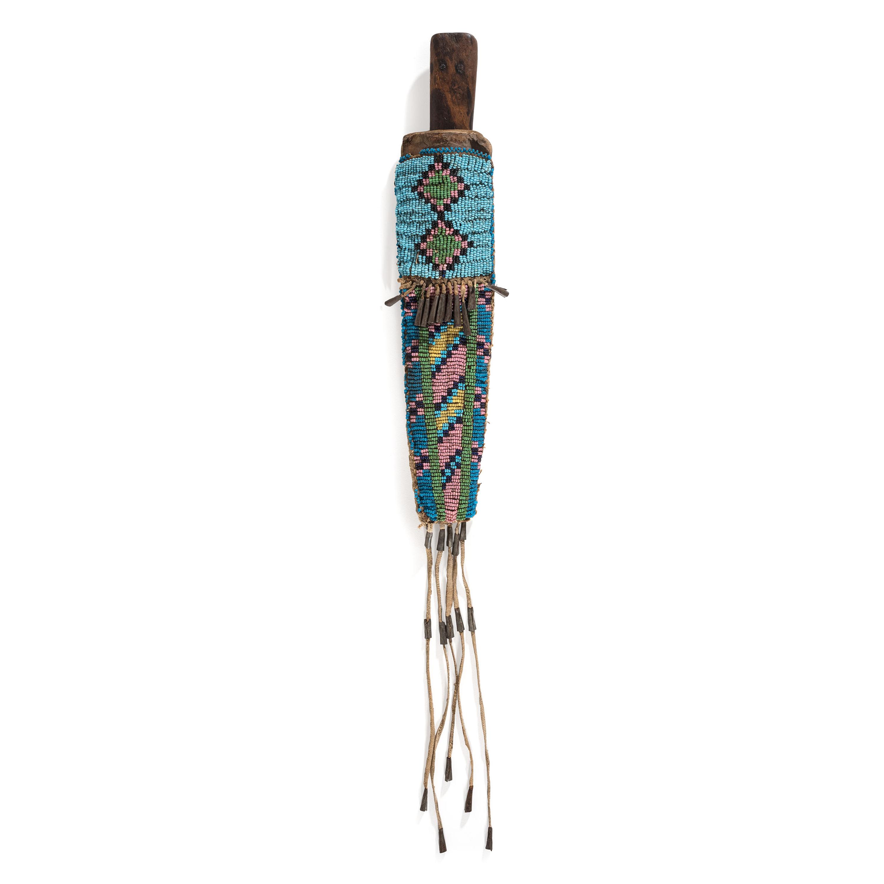 Plains Beaded Knife Sheath, with Buffalo Rawhide Lining