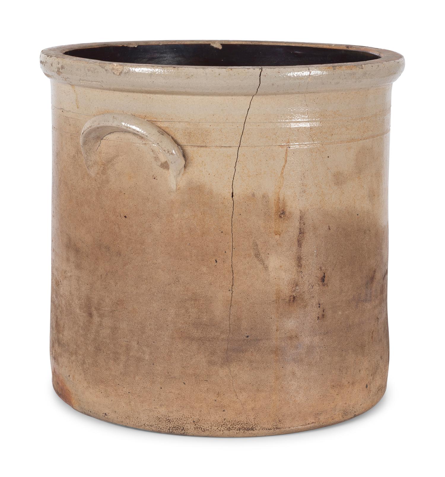 A Stoneware Jug and Crock with Cobalt Decoration