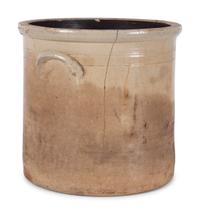 A Stoneware Jug and Crock with Cobalt Decoration