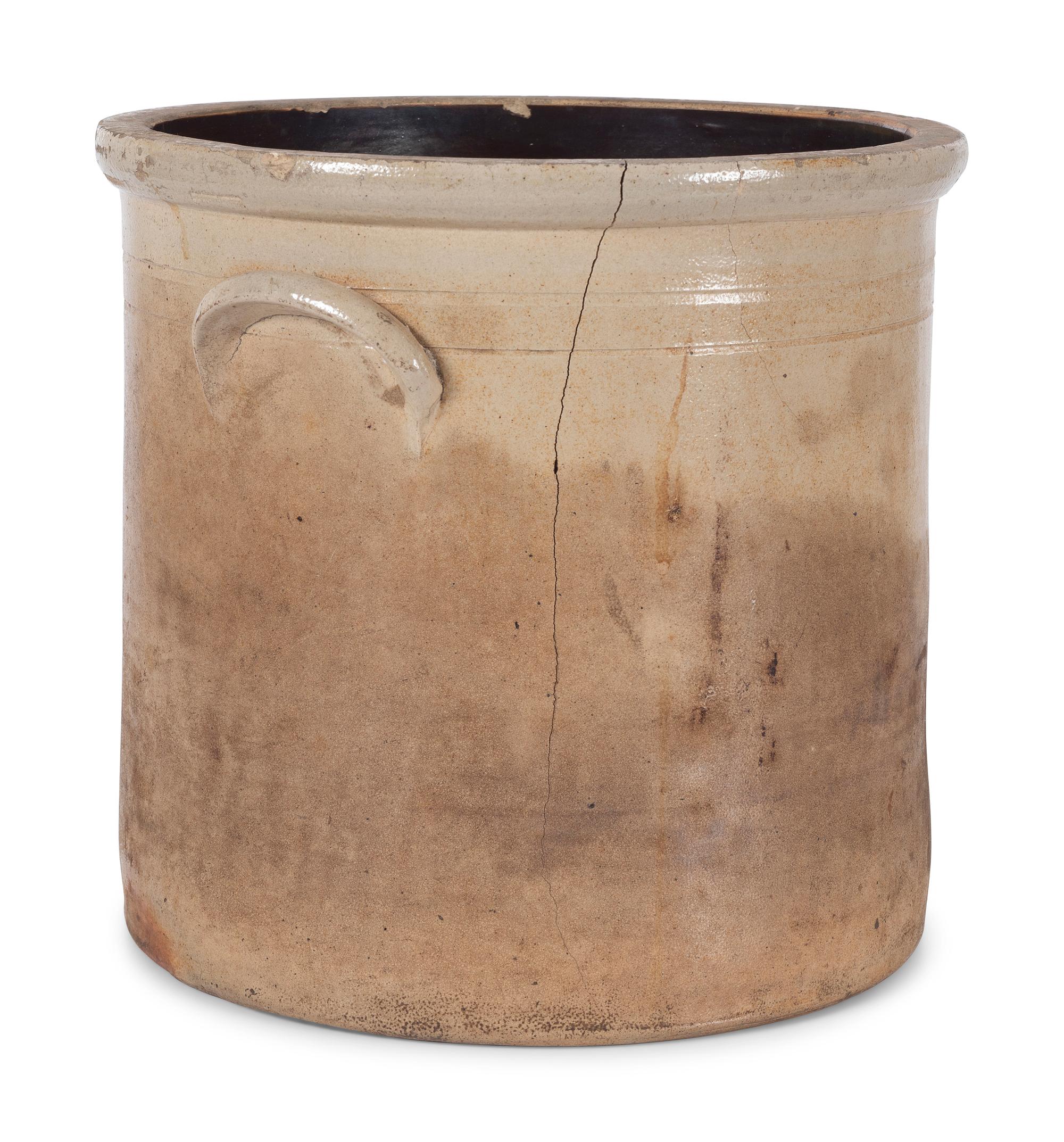 A Stoneware Jug and Crock with Cobalt Decoration