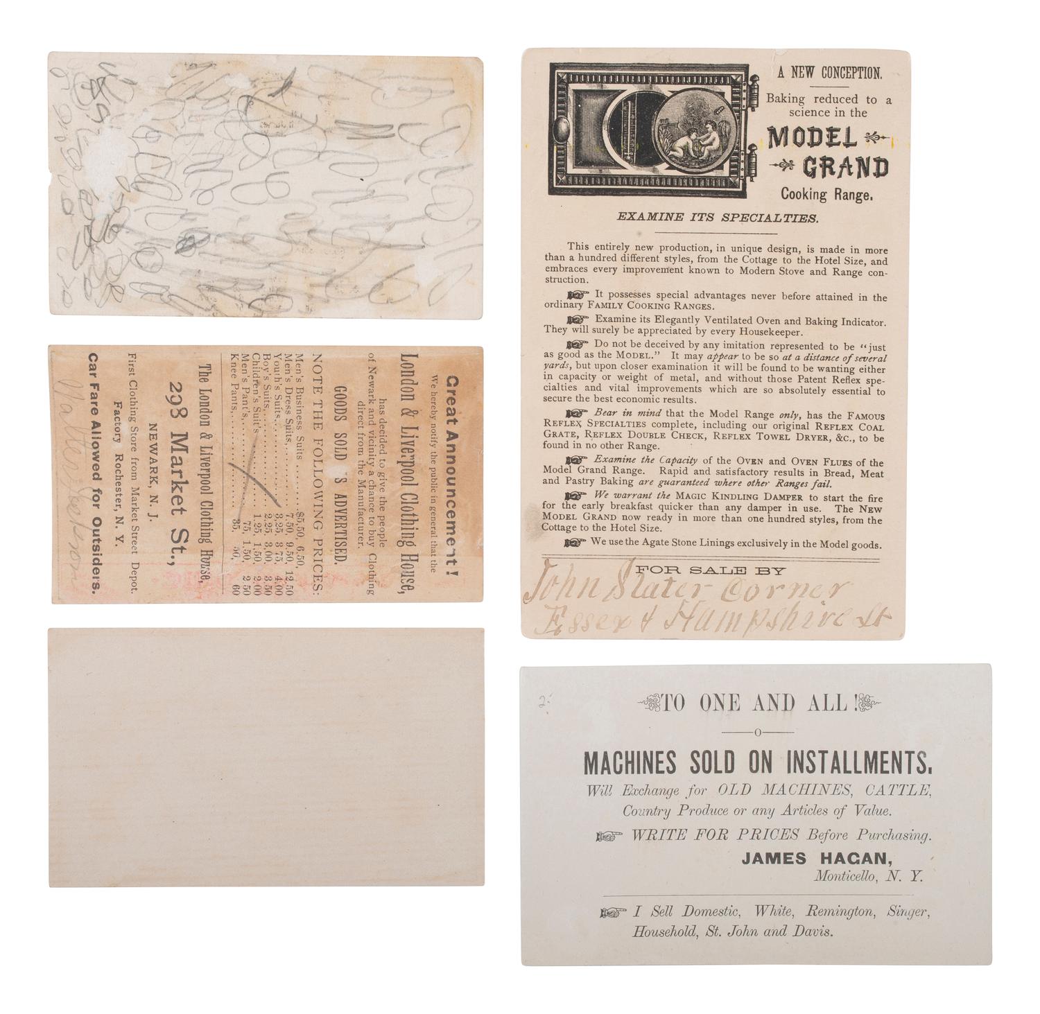 [ADVERTISING]. A collection of 117 trade cards featuring African American subjects. Late 19th-early 20th century.