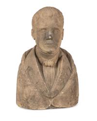A Carved Stone Bust of a Gentleman