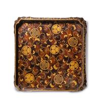 A Set of Three Japanese Gilt Decorated Lacquer Nesting Tables
