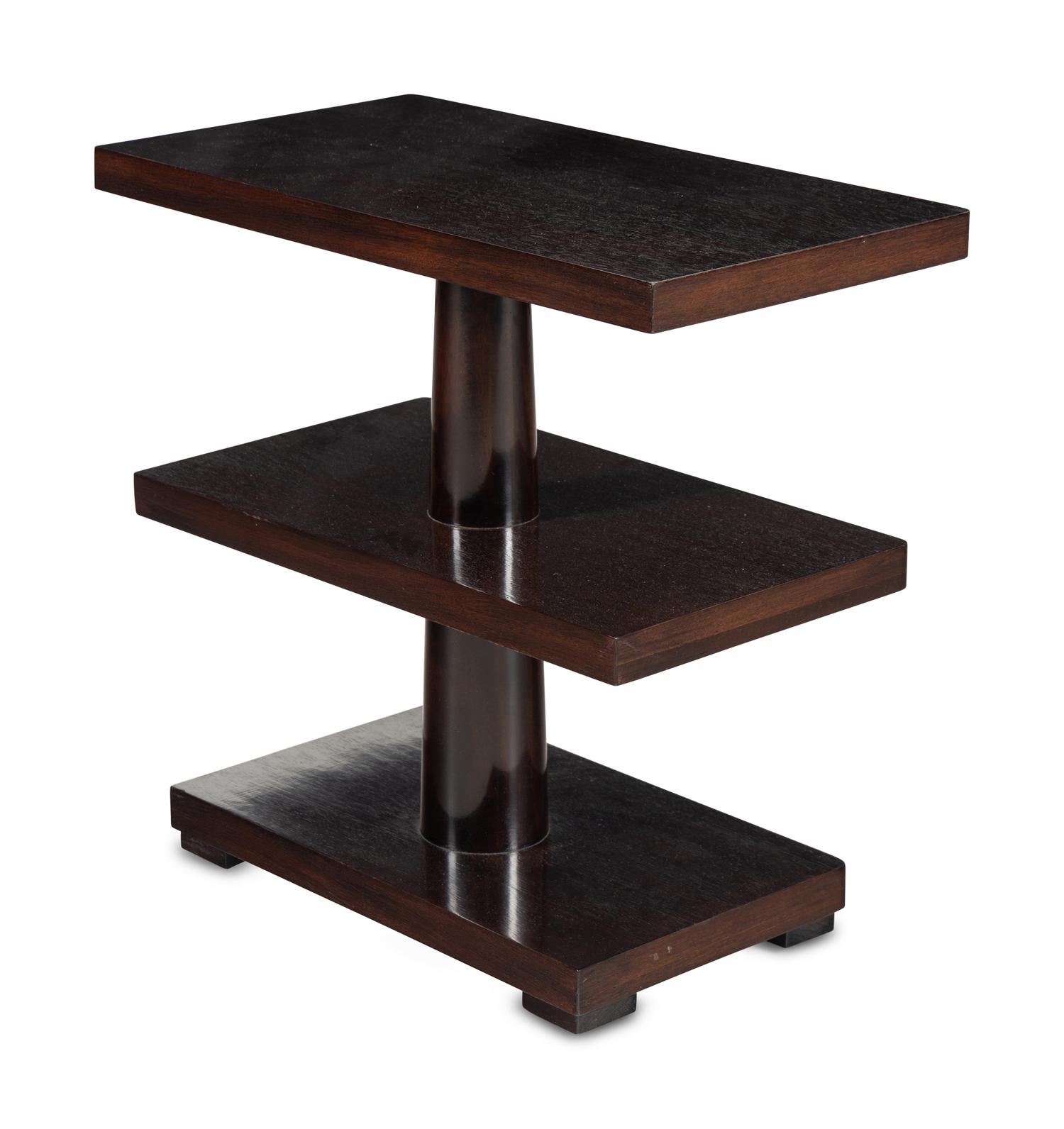 Three-Tier Art Deco Style Hardwood Side Table