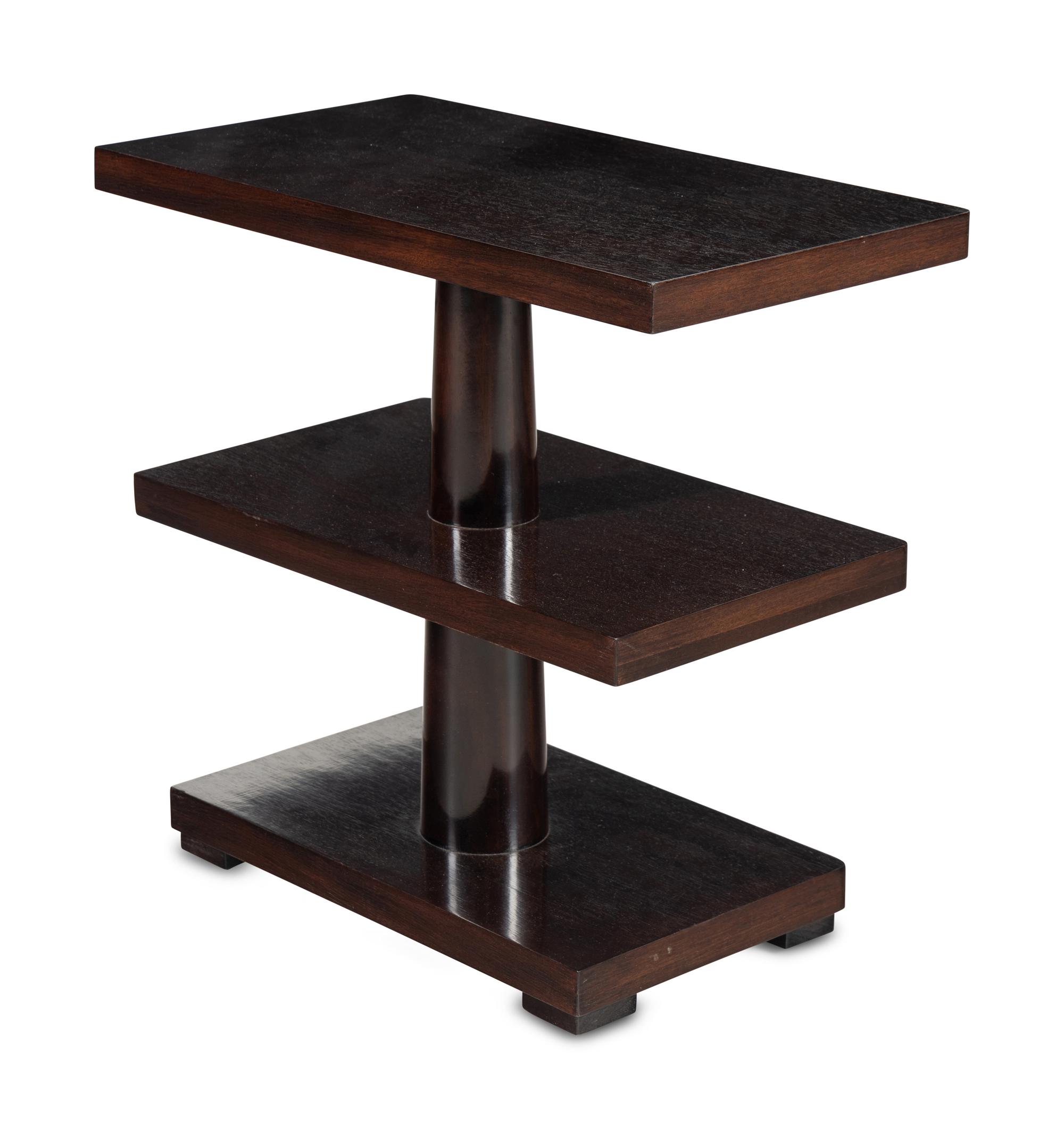 Three-Tier Art Deco Style Hardwood Side Table