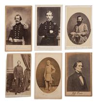 [CIVIL WAR - CONFEDERACY]. A group of 6 CDVs of political and military leaders, incl. Jefferson Davis and Robert E. Lee.
