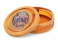 A Louis XV Gold and Enamel Plaque-Mounted Bonbonnière