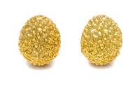 A Pair of 14 Karat Yellow Gold Earclips, 18.20 dwts.
