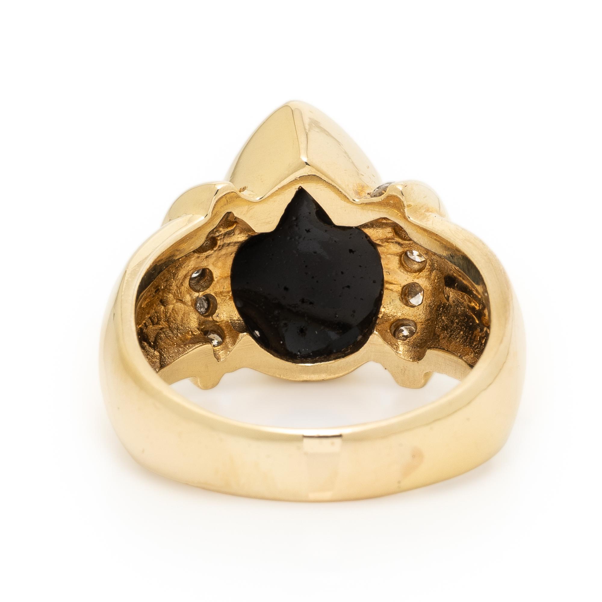 Imitation Black Opal, Diamond, and Yellow Gold Ring