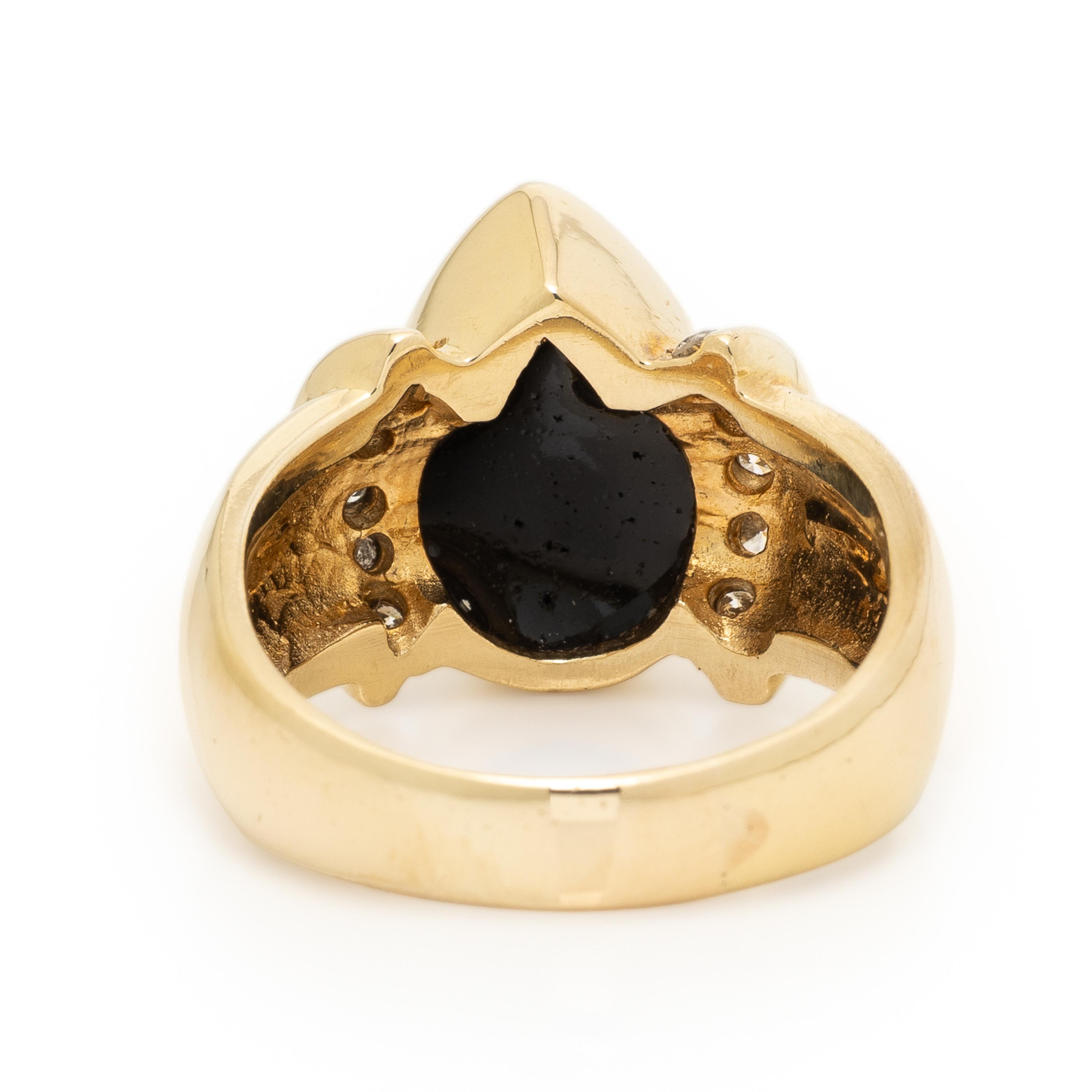 Imitation Black Opal, Diamond, and Yellow Gold Ring