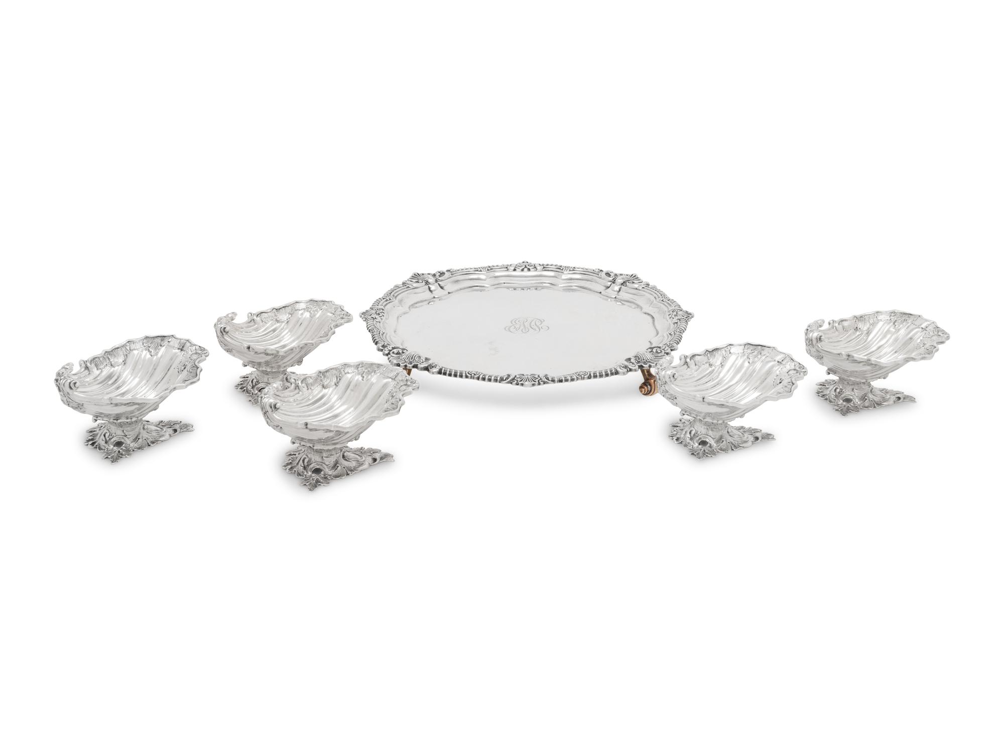 A Set of Five Edward VII Silver Salt Cellars