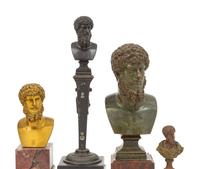Five Continental Bronze Small Busts of Emperor Lucius Verus