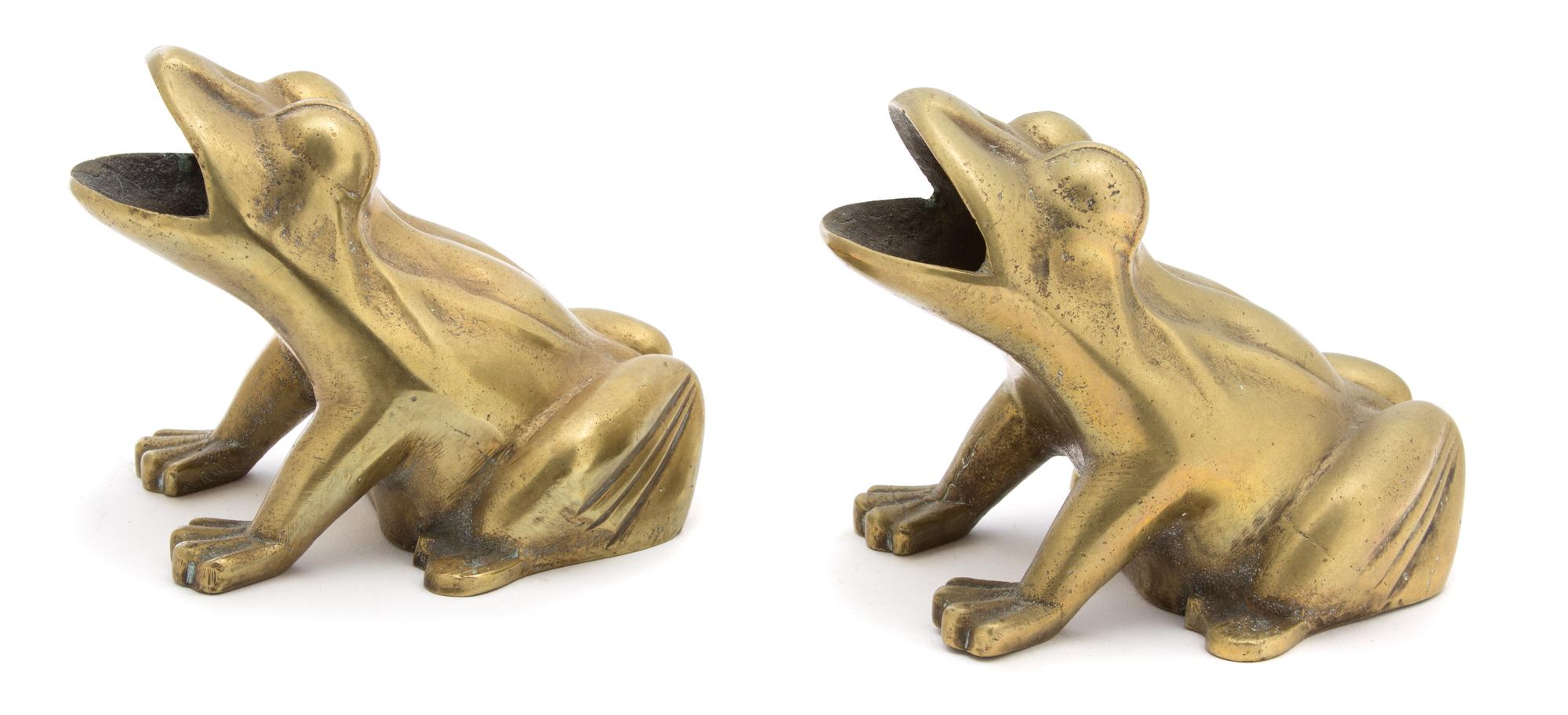 Two Brass Frogs Height of taller 4 1/2 inches. — 20TH CENTURY